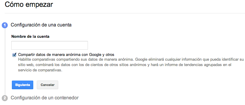 Cómo crear una cuenta Tag Manager de Google