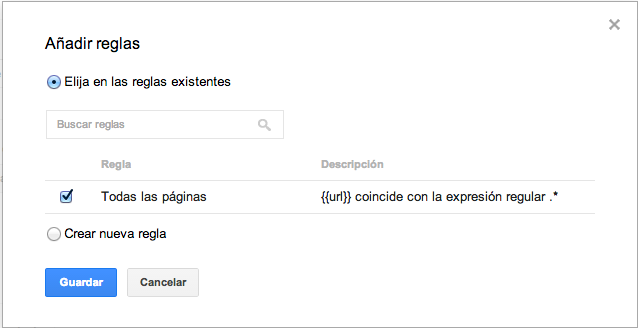 Crear regla de Google Tag Manager