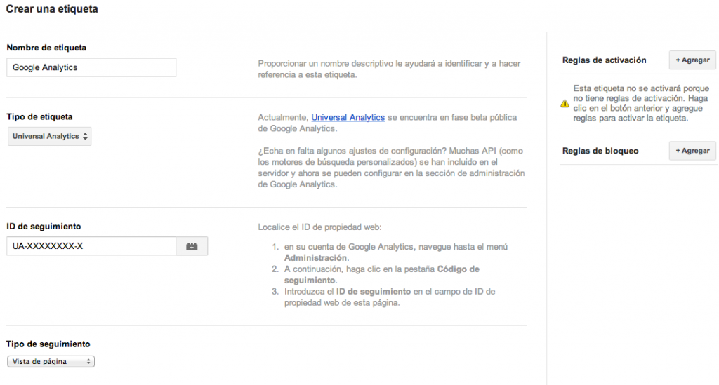 Crear etiqueta en Google Tag Manager