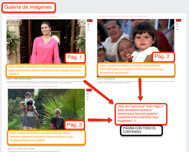 Serie paginada en la que se ha especificado una única página de visualización de todo el contenido 