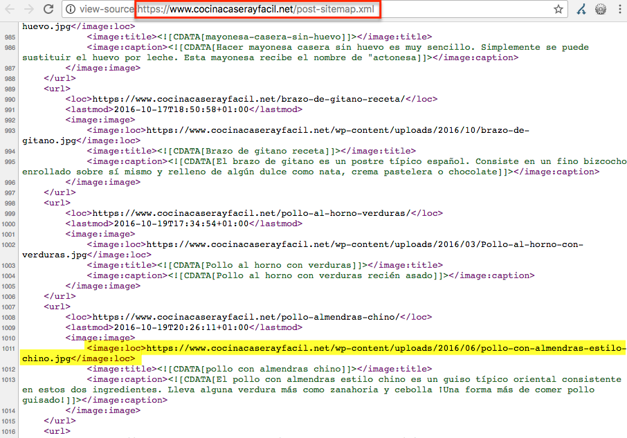 Sintaxis de sitemap