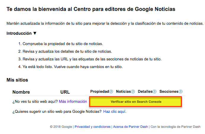 Centro de editores de Google Noticias