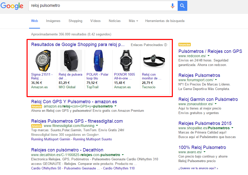 Anuncios Google Shopping