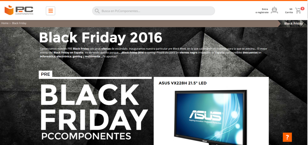 Ejempo de landing Black Friday