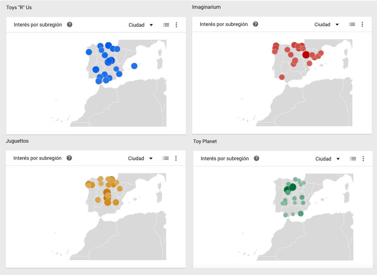 Comparativa competencia por región con Google Trends