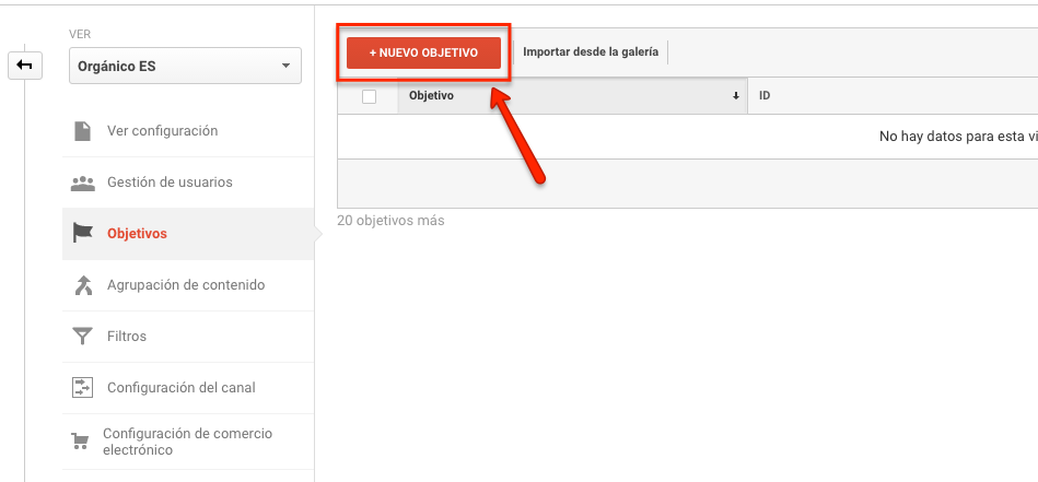 Cómo crear objetivos en Google Analytics