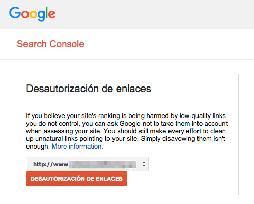 Disavow Tool en Search Console