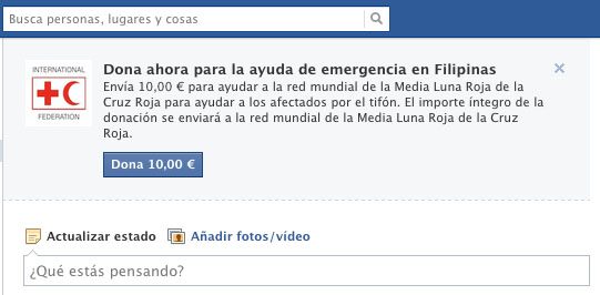 Donación a través de Facebook