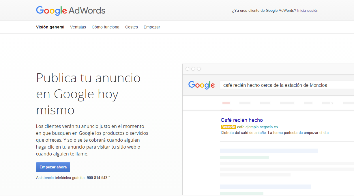 Google AdWords home page