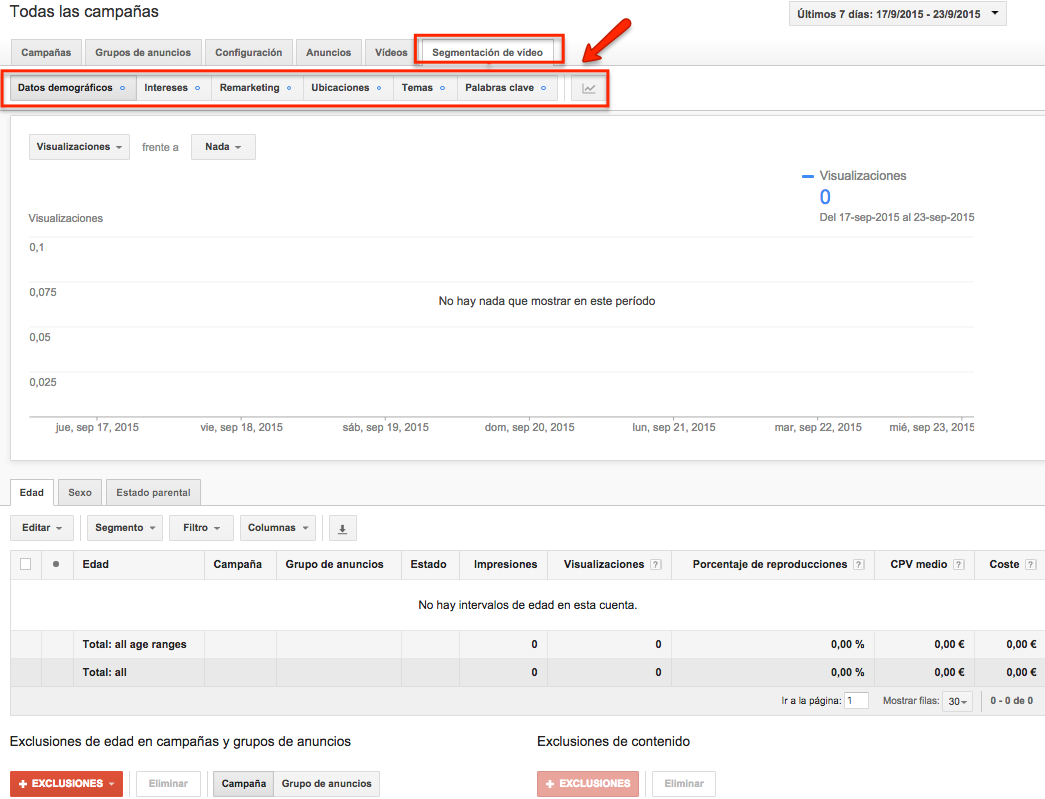 Segmentacion de video en Google AdWords