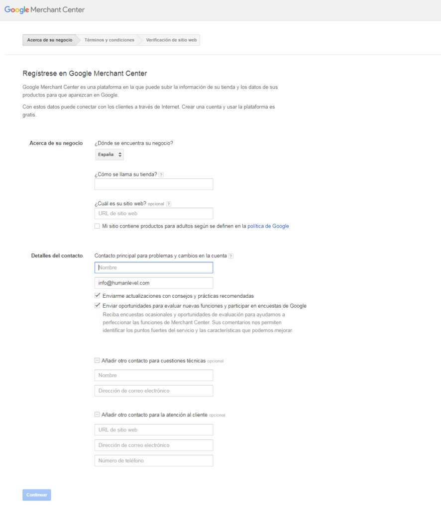 Google Merchant Center Registration