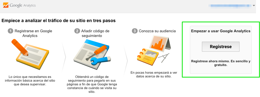 Registrarse en Google Analytics