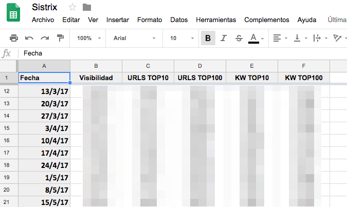 Sistrix Spreadsheet for Google Data Studio