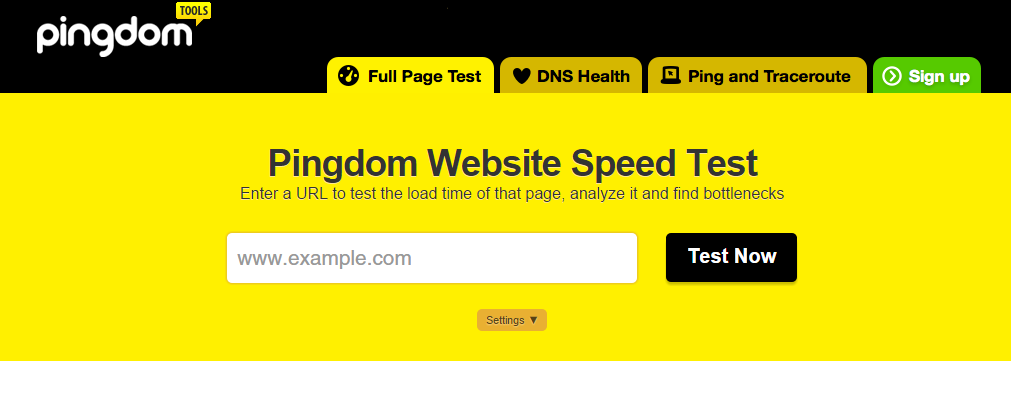 PingDom test Speed