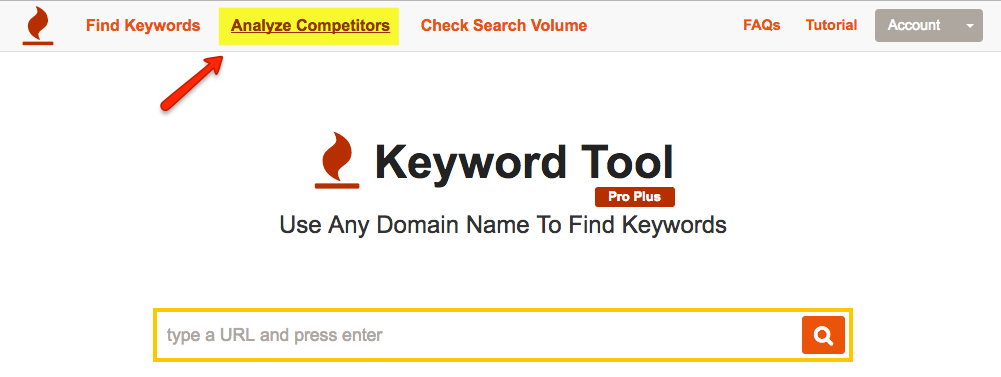 Analyze competitive keywords with Keywordtool.io