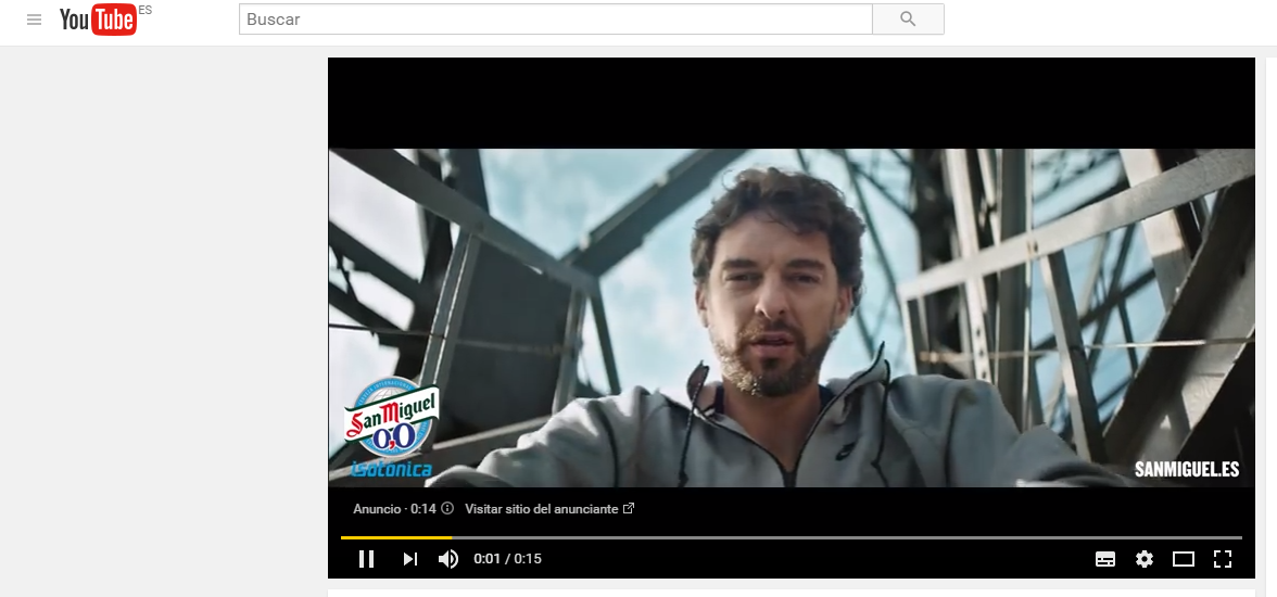 video advertisement on YouTube