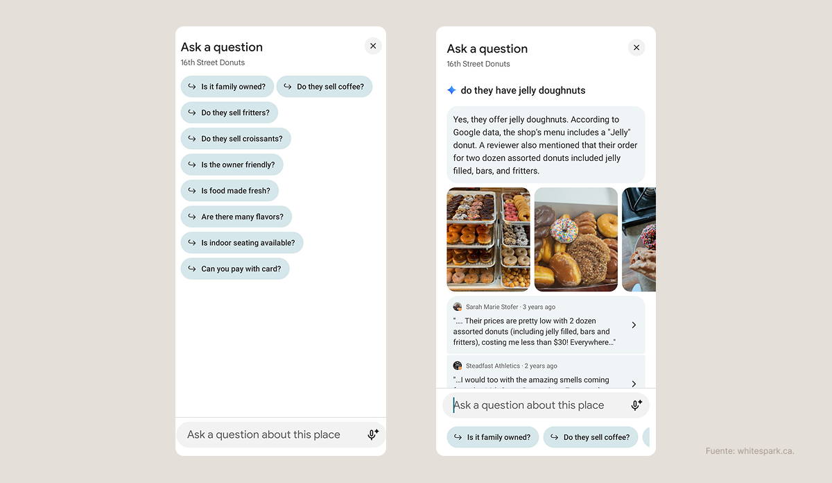Captura de Ask Maps o Ask a question