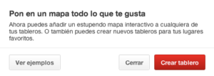 Aviso de Pinterest para crear tus Place Pins