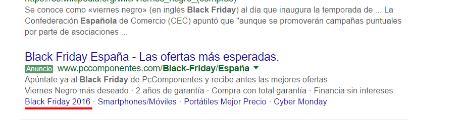 Extensiones de anuncio para el black friday