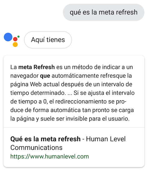 Búsqueda por voz meta refresh móvil