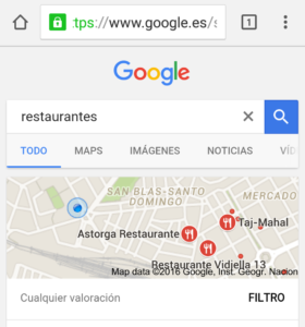 Búsqueda de restaurantes en Google Maps