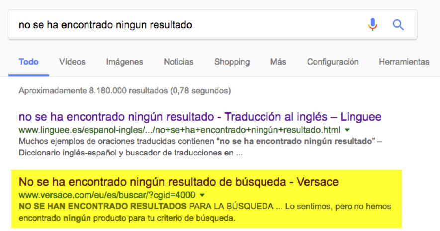 Búsqueda de thin content en Google