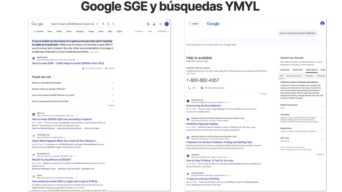 Google SGE y las búsquedas YMYL