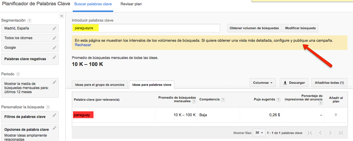 Changes in the Google Adwords keyword planner.