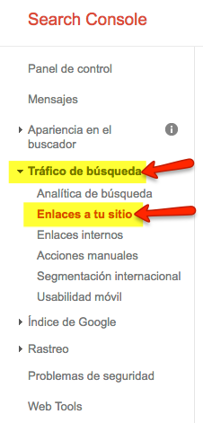 Cómo ver los enlaces entrantes en GSC