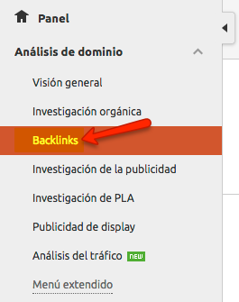 Cómo ver los enlaces entrantes en SEMRush