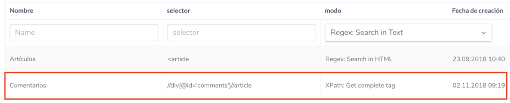 Configuración en ryte del recuento del número de comentarios