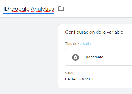 Declaración de constante en Google Tag Manager