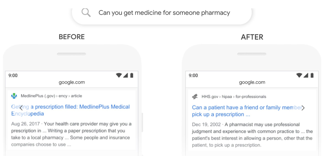 pharmacy query for Google BERT