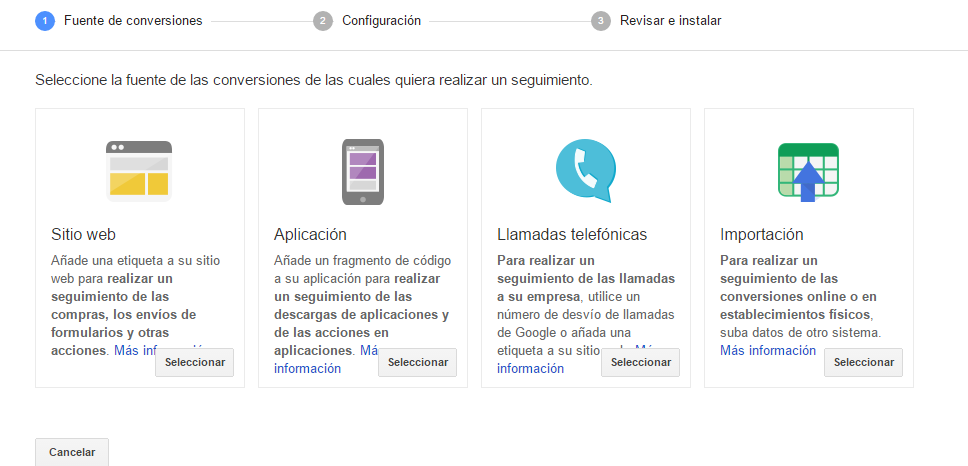 Configuración de las conversiones en las campañas de AdWords