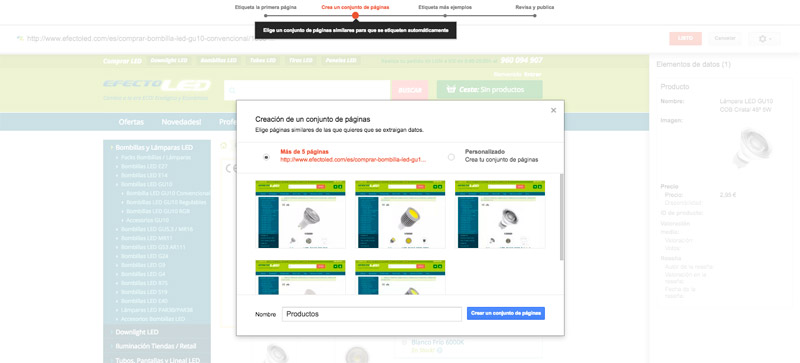 Crear un conjunto de páginas para el marcado schema.org automatico