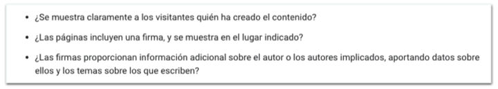 Importancia del autor en EEAT