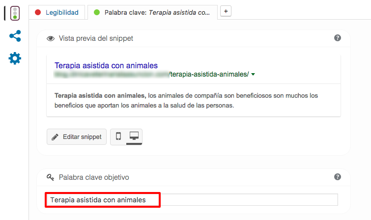 Ejemplo del asistente de palabras clave Yoast SEO