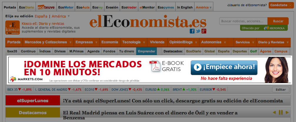 example of a megabanner in ElEconomista.es