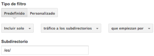 Ejemplo de filtro en Analytics