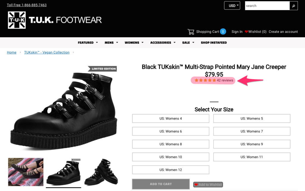 Tienda online TUK shoes y su módulo de reseñas