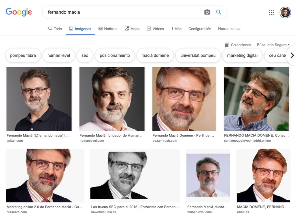 Entities in Google Images