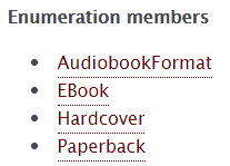 values supported by an enumerated in schema.org