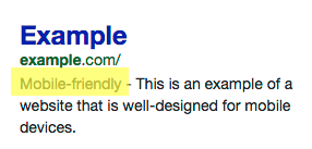 mobile friendly label in search results