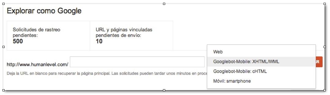 Explorar como Googlebot para móviles