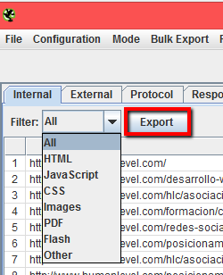 Exportar todo tipo de archivos para migración Scraming Frog