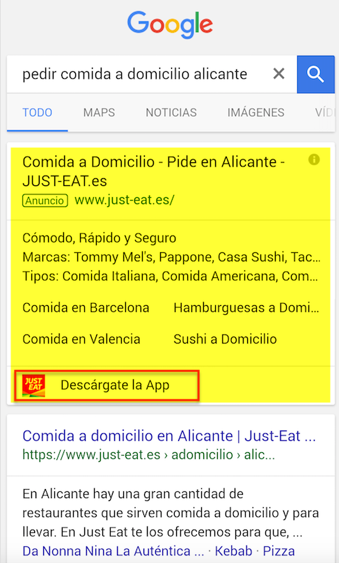 Extensiones de aplicación de Google AdWords