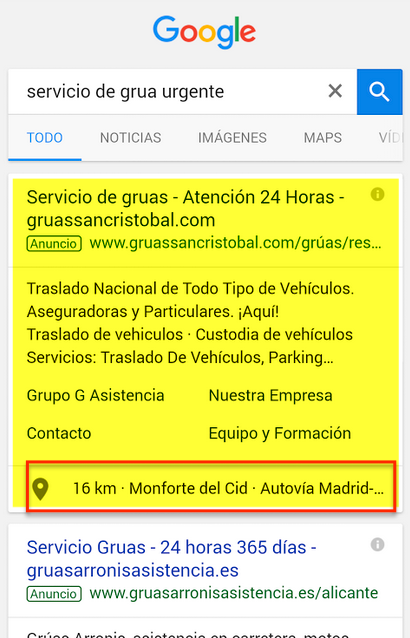 Extensiones de ubicación de Google AdWords
