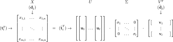 Formulas used in latent semantic analysis