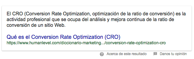 Featured Snippets de texto sin imagen