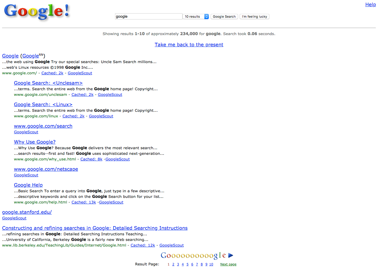 Google en 1998